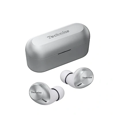 Bild av Technics EAH AZ40M2ES trådlösa öronsnäckor med brusreducering, multipunkts Bluetooth, bekväma in ear hörlurar, anpassningsbar passform, upp till 5,5 timmars speltid silver