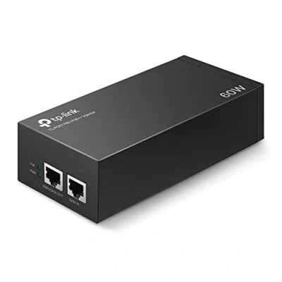 Bild av TP Link TL POE170S PoE++ injektor (2 Gigabit portar, kompatibel med 802.3af /at/bt, total effekt upp till 60 W, väggmontering och skrivbordsdesign, Plug and Play) svart
