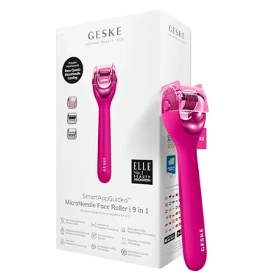 Bild av Geske Microneedle FACE Roller 9 IN 1 Smartappguided Ansiktsvård tillbehör, Storlek: One Size, Magenta