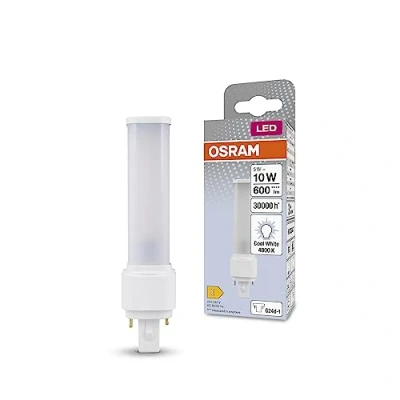 Bild av OSRAM DULUX LED D10 EM, G24D 1, 5W, 600lm, 4000K, kallvit ljusfärg, vridbar gavel för riktat ljus, ersättning klassiska kompaktlysrör med 1 bas