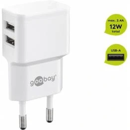 Bild av GooBay dubbel USB laddare 2x upp till 12W Vit