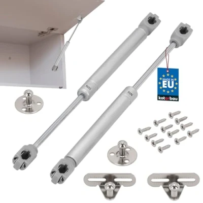 Bild av KOTARBAU® Uppsättning av 2 klaffbeslag gasfjäder 50 N möbler stötdämpare köksskåp dämpare skåpdörr mjuk stängning dörrdämpare dörr dämpning silver gastryckdämpare