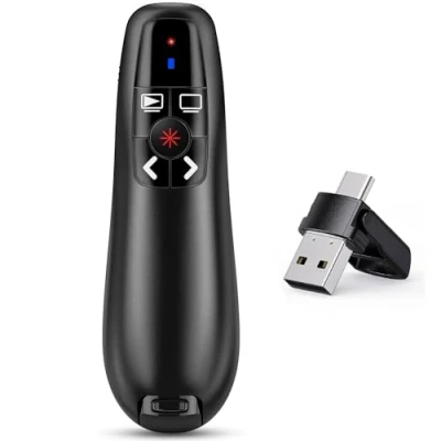 Bild av 2 i 1 typ USB C presentationsklickare för PowerPoint presentationer, 2,4 GHz trådlös presentatör, fjärrklickare, presentationspekare, bildförflyttare, PPT klickare Mac, dator, bärbar dator