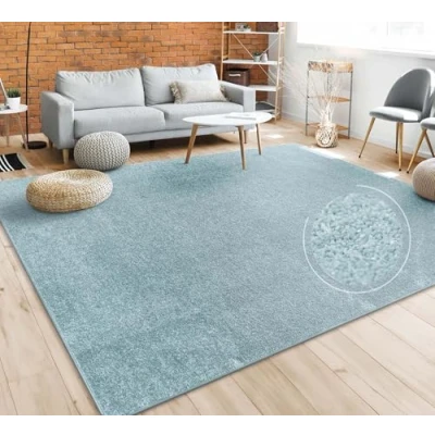 Bild av Paco Home Matta Vardagsrum Enfärgad Stilren Och Modern Stor Matta, Olika Storlekar Färger, Storlek:140x200 cm, Färg:Turkos