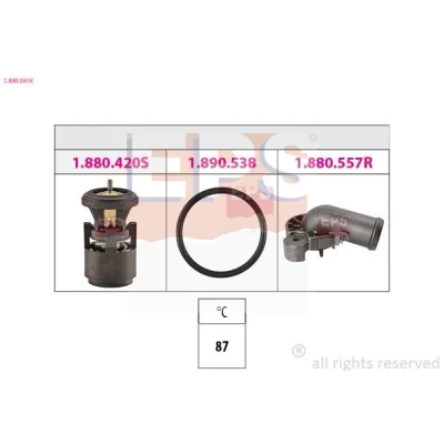 Bild av EPS 1.880.561K Thermostat d&#039;eau 87 Made in Italy OE Equivalent avec connecteurs VOLKSWAGEN: GOLF 5, 6, Polo V 3/5 portes, SEAT: Ibiza 3