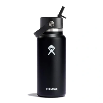Bild av Hydro Flask Water Bottle 946 ml 32 oz Vacuum Insulated Stainless Steel with Flex Straw Cap Wide Mouth Black