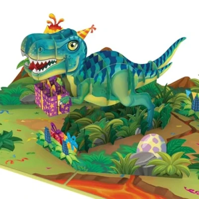 Bild av papercrush® popup kort dinosaurie roligt 3D födelsedagskort för barn, gratulationskort kan användas som inbjudningskort till barnens födelsedag pojkar och flickor, present dinopfest