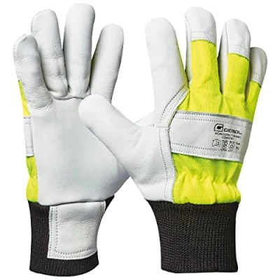 Bild av Gebol Worker Pro Thermo Comfort Arbetshandskar av läder med kallt isolerande foder för vintern Vattenavvisande skyddshandskar Män Storlek XXL (Gr 11) Gul svart vit 1 par