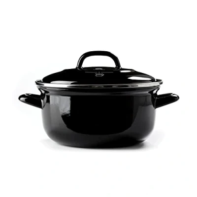 Bild av BK, Indigo rund emaljerad gryta med lock 24 cm/4,2 liter, svart