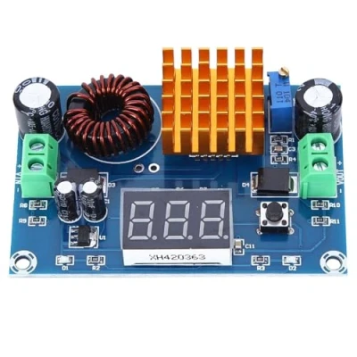 Bild av DC boost justerbar steup omvandlare 3 till 35 V 5 45 spänningsregulator strömförsörjningsmodul A volt transformator kretskort med välbete kylplatta