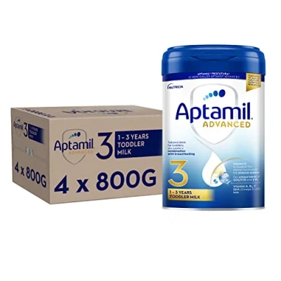 Bild av Aptamil Avancerad 3 småbarn baby mjölkpulver formel, från 1 år, 800 g (paket med 4)