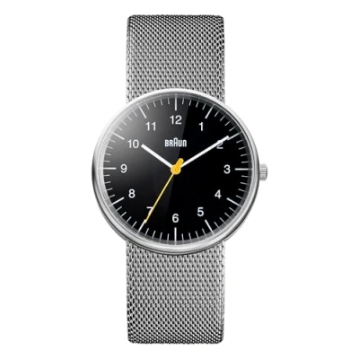 Bild av Braun Kvartsur för män, analog klassisk display och rostfritt stålrem BN0021BKSLMHG, SILVER, Armband