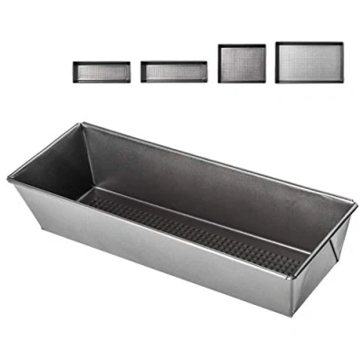 Bild av KADAX bakbricka, non stick belagd bakform, metallbakform i olika storlekar, silver rektangulär bakplåt med höga kanter för kaka, kakor (35 x 11,5 7,5 cm)