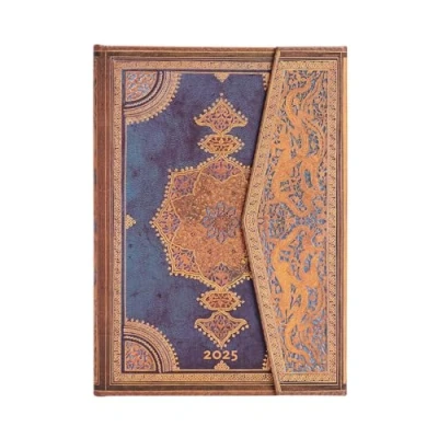 Bild av Safavid Indigo (Safavid Binding Art) Midi 12 month Vertical Hardback Dayplanner 2025 (Wrap Closure): tydzień na dwóch stronach, zamykany magnes, papier 100 gsm