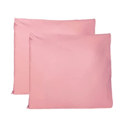 Bild av Par av örngott 100% ren bomull 65x65 CM, set om 2 sängkuddsöverdrag tillverkade i Italien, kuvertstängning, enfärgade, standardstorlek Rosa