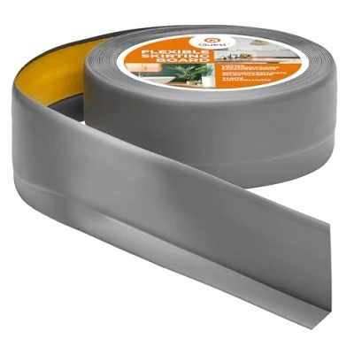 Bild av Quest Självhäftande Mjuk Golvlist, PVC sockellist, Avslutningslist 50 mm x 20 flexibel böjbar list för inomhusbruk, vägg, golv tät, dekorativ (Grå, 5m)