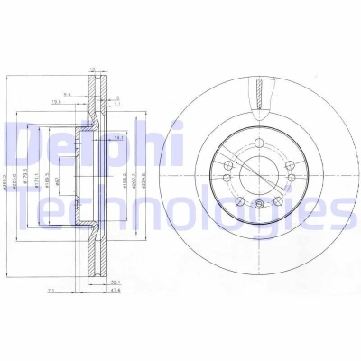 Bild av DELPHI BG9013 Disque de frein 350 32 5 ventilé huilé non traité sans roulement roue, bague ABS MERCEDES BENZ: Classe ML, R, GL