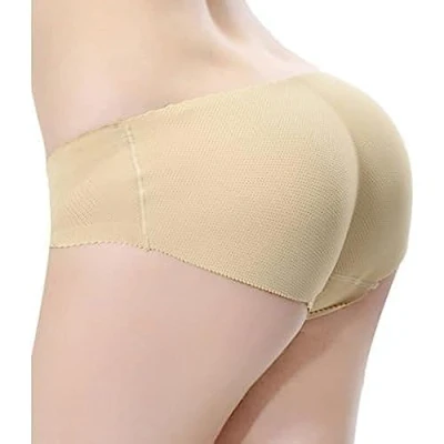 Bild av Everbellus Dam vadderade sömlösa rumplyftande rumpa höftförstärkare trosor formare pojke shorts (beige, Large), Beige, M