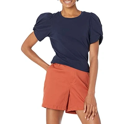 Bild av Amazon Essentials dam klassisk passform tvinnad ärm rund hals t shirt, marinblå, X Small