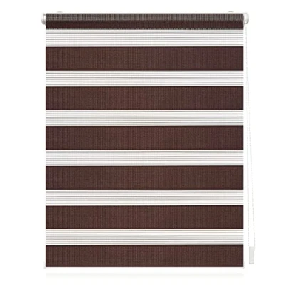 Bild av Lichtblick dubbel rullgardin Klemmfix utan borrning, ränder, ogenomskinlig, klämhållarmontering, insynsskydd, väggmontering, takmontering, för fönster och dörrar natur, 120 cm x 150 (B L)
