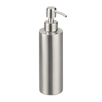 Bild av Relaxdays tvåldispenser, påfyllningsbar, badrum, toalett, kök, pump för flytande tvål, borstat rostfritt stål, 300 ml, silver, 1 st