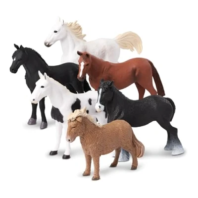 Bild av Terra 6 hästfigurer lipizzan, mögel, frisering och mer realistiska djurfigurset, barnleksaker för flickor pojkar från 3 år
