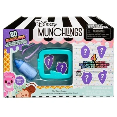 Bild av Just Play Disney Munchlings Mini Munch vitrinskåp, 7 delar, 2,5 cm stora överraskningsfigurer för samling, barnleksaker från 3 år