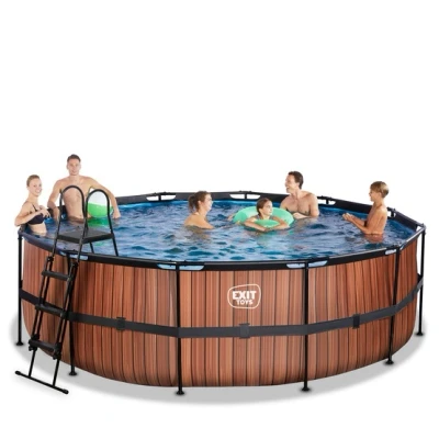 Bild av EXIT Wood pool 450x122cm med sandfilterpump (Brun)