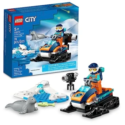 Bild av LEGO City Arctic Explorer snöskoter 60376 byggleksaksset, lekset med minifigurer och 2 sigillfigurer för fantasifullt rollspel, rolig presentidé 5 åringar