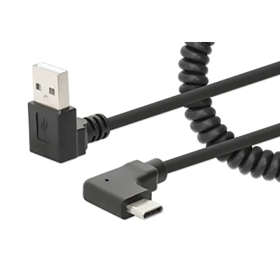 Bild av Manhattan Spiralkabel USB A till C laddningskabel 1 m svart