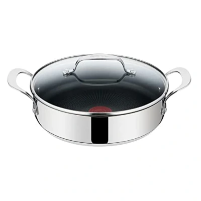 Bild av Tefal Serveringspanna E30 Jamie Oliver, 25 cm, induktion, 2 delar, med sidohandtag SET20 non stick, rostfritt stål, diskmaskinssäker, lämplig för induktionshäll