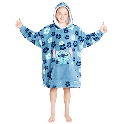 Bild av Disney Hoodies för flickor pojkar, barn överdimensionerad hoodie filt, Minnie Mickey Stitch presenter, En storlek, Blå tropisk
