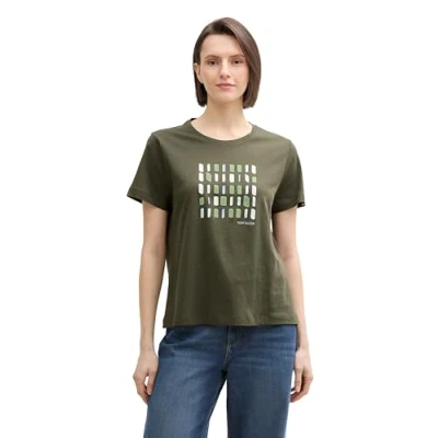 Bild av TOM Tailor CREW NECK Tshirt med print, Storlek: Small, Deep forest green