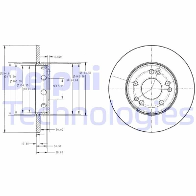 Bild av DELPHI BG2314 Disque de frein 284 12 5 plein huilé non traité sans roulement roue, bague ABS MERCEDES BENZ: W124 Berline, Classe E Berline