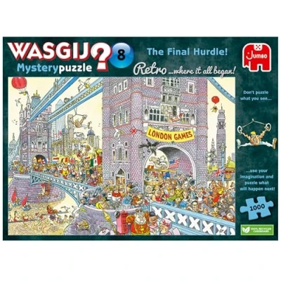 Bild av Wasgij Retro Mystery 8, The Final Hurdle 1 000 bitar pussel för vuxna utmanande och flätande vad som händer härnäst 100% återvunnen kartong st jumbo