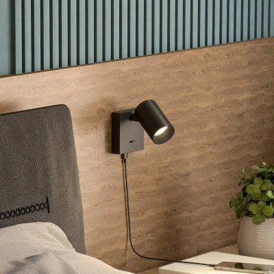 Bild av Deko Light CAN TILT väggspot, svart, 10 x cm, metall, USB strömställare