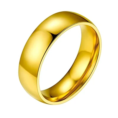 Bild av Prosteel Guldpläterad herring storlek 69/6 mm bred enkel ring för herr pojkar