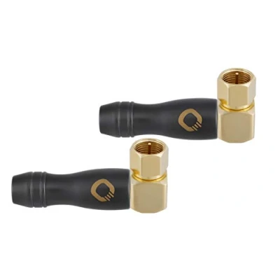 Bild av Oehlbach Transmission Shift S90X2 koaxial F kontakt IEC (m/m) (satellitvinkel, adapter, skruvbar) guldpläterad för TV/radio anslutning 2 stycken