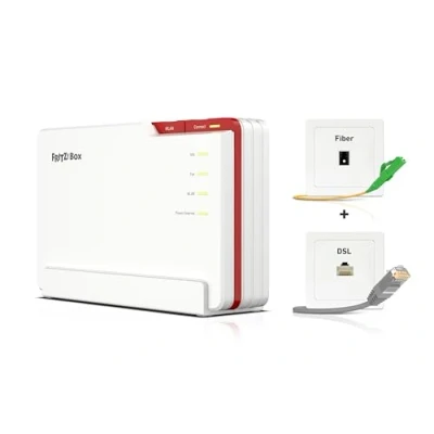 Bild av AVM FRITZ!Box 5690 Pro Wi Fi 7 premiumrouter med triband (2,4 GHz, 5 6 GHz) upp till 18,5 Gbit/s, för fiber och DSL anslutningar, WLAN nät, DECT bas, tysk version)