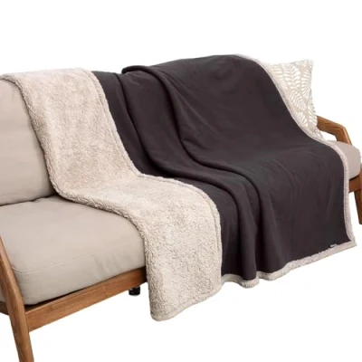 Bild av Vattentät hundfilt, kisssäker fleece sherpa filt för soffa sängskydd, tvättbart vändbart möbelskydd skydd 150 x 130 cm brun/tuape