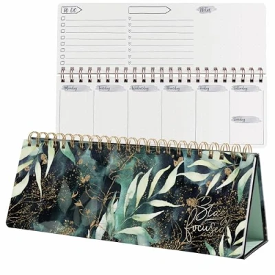 Bild av SIGEL JP103 Wochenplaner Jolie undatiert, 1/2 A4 quer, , grün, schwarz, gold: Notebook Jolie, Classic, Glamorous Leaves, Hardcover