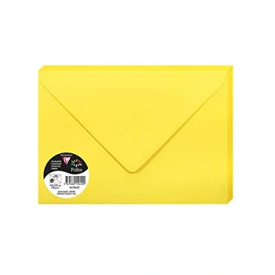 Bild av Clairefontaine Ref 5562C pollenkuvert (paket med 20) C5 storlek, 120 gsm papper, gummerad tätning, bläckstråleskrivare och laserskrivare kompatibel, syrafri intensiv gul