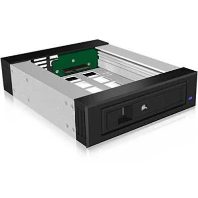 Bild av Icy Box IB 129SSK B 5,25 tum utbytbar ram för 8,9 cm (1 x 3,5 tum) eller 6,35 (2,5 SATA III/SAS II HDD/SSD, aluminium, låsbar (svart)