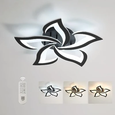 Bild av Comely LED taklampa Dimbar, med fjärrkontroll/APP, 40W 4700LM 3000K 6500K 60cm, Minnesfunktion, Modern akryl för vardagsrum sovrum,Svart