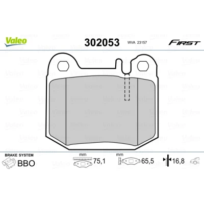 Bild av VALEO 302053 Jeu de plaquettes frein FIRST Essieu arrière contact signal d&#039;usure exclu sans tôle anti bruit MERCEDES BENZ: Classe ML
