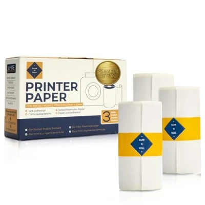 Bild av Papp&#039;n&#039;Roll® självhäftande dekalpapper termiskt papper för termisk skrivare PeriPage A6/Paperang P1 P1/Poooli skrivarpapper miniskrivare 57 x 30 mm