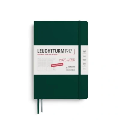 Bild av LEUCHTTURM1917 372638 akademisk veckoplanerare medium (A5) 2026, 18 månader 07.2025 12.2026, inbunden skogsgrön, tysk