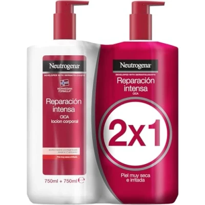 Bild av Neutrogena, Crema Hidratante Corporal Reparación intensa, Fórmula Noruega, Para pieles muy secas con una hidratación Glicerina, Desarrollado dermatólogos, Pack de 2 x 750 ml
