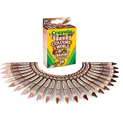 Bild av CRAYOLA Colors of the World Vaxfärgning Kritor blandade Färger (paket med 24) som representerar hudtoner från hela världen Perfekt för barn i åldern 3+