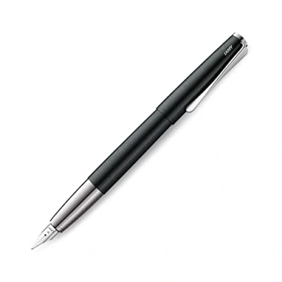 Bild av Lamy studio reservoarpenna 069 rostfritt stål i svart grön lackfinish med ett polerat handtag polerad silverstålfjäder fjäderstyrka M, 1 styck (1 pack)